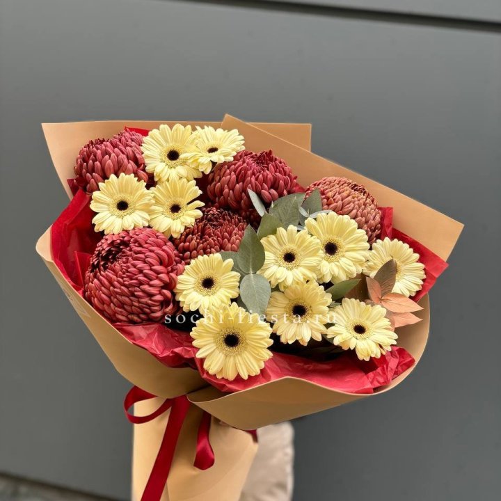 Букет гербер и хризантем Бигуди в Симферополи