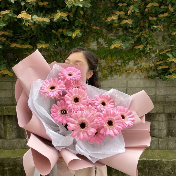 13 розовых гербер в Симферополи