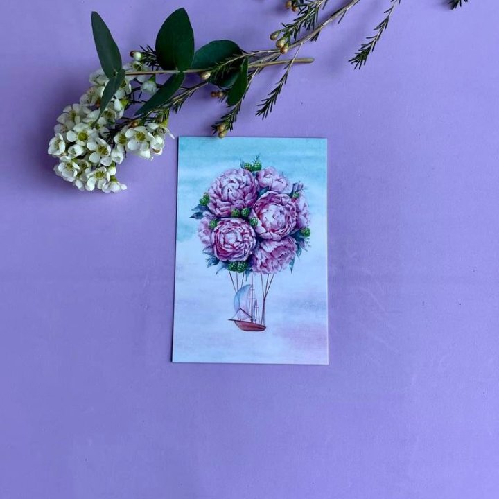 Открытка к букету "Пион" в Симферополи