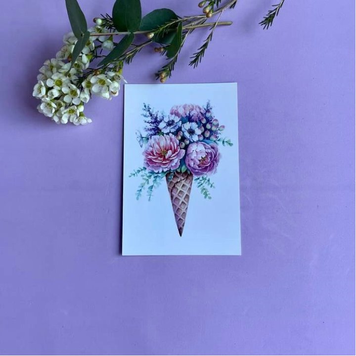 Открытка к букету "Цветочно-кремовый" в Симферополи