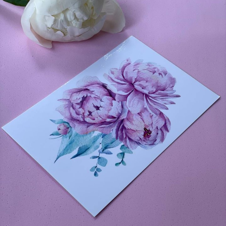 Открытка к букету "Пионы" в Симферополи