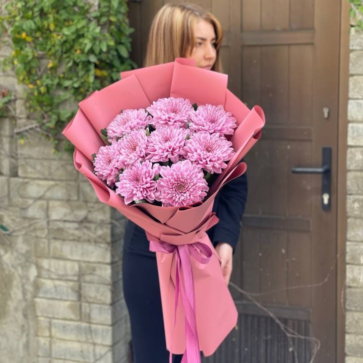 Букет хризантем розовый в Симферополи