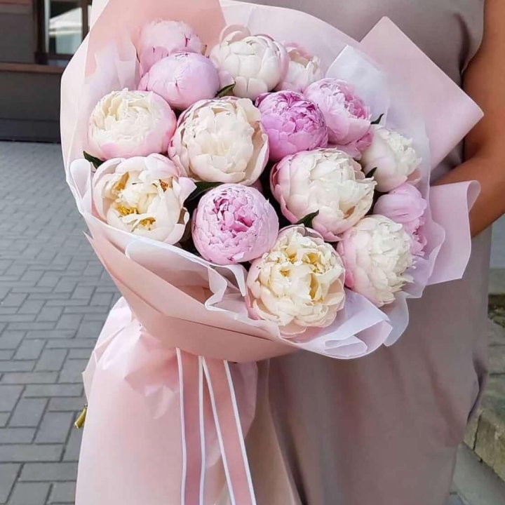 Букет пионов "Маршмелоу" в Симферополи
