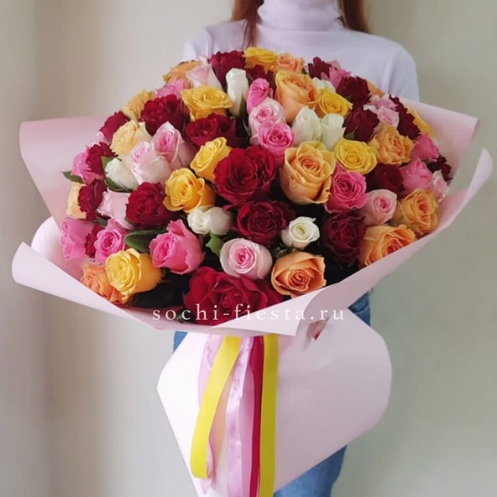 101 роза Кенийский микс "Нежность" в Симферополи