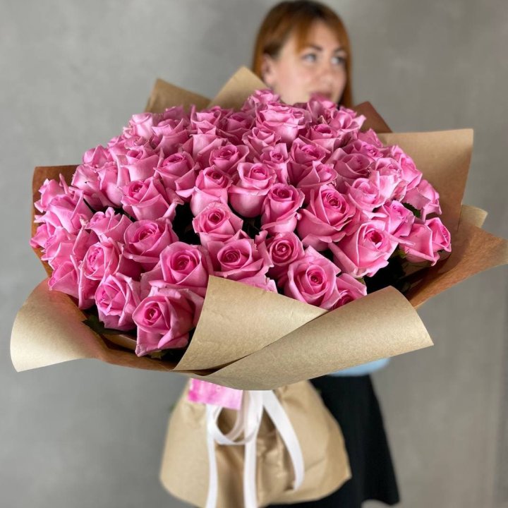 101 розовая роза в Симферополи