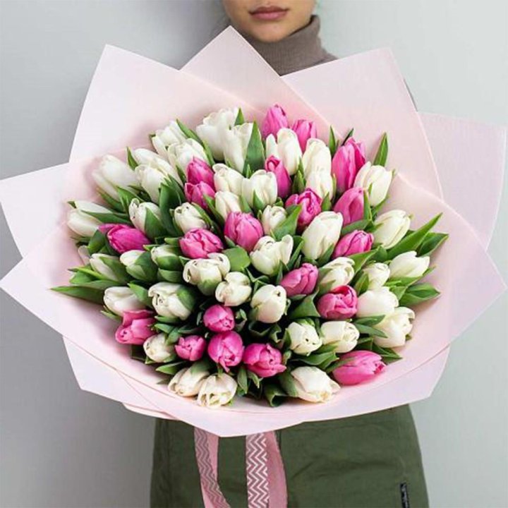 61 бело-розовый тюльпан в Симферополи