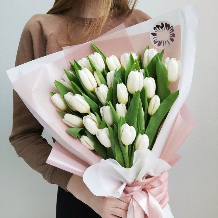 Букет белых тюльпанов "Моника" в Симферополи