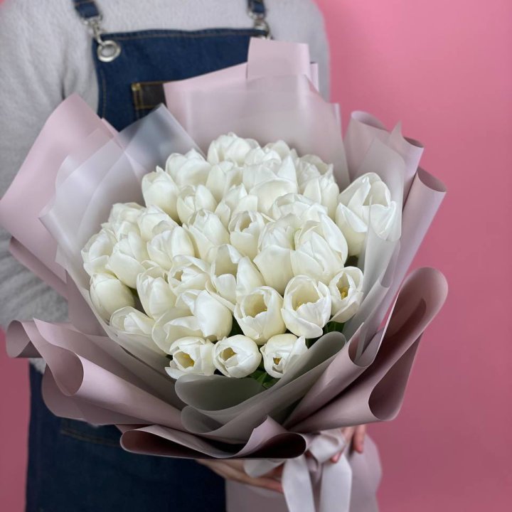 Букет белых тюльпанов "Пур-пур" в Симферополи